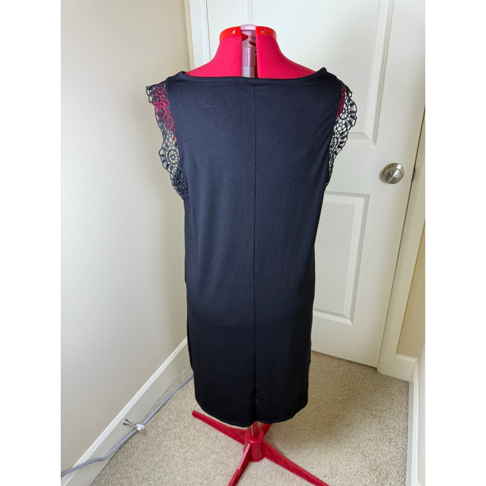 NWOT Women's Nina Leonard Black Lace Shoulder Sleeveless Dress XL - Picture 6 of 10